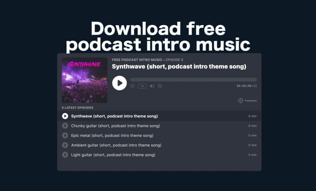 transistor.fm free music for podcasts